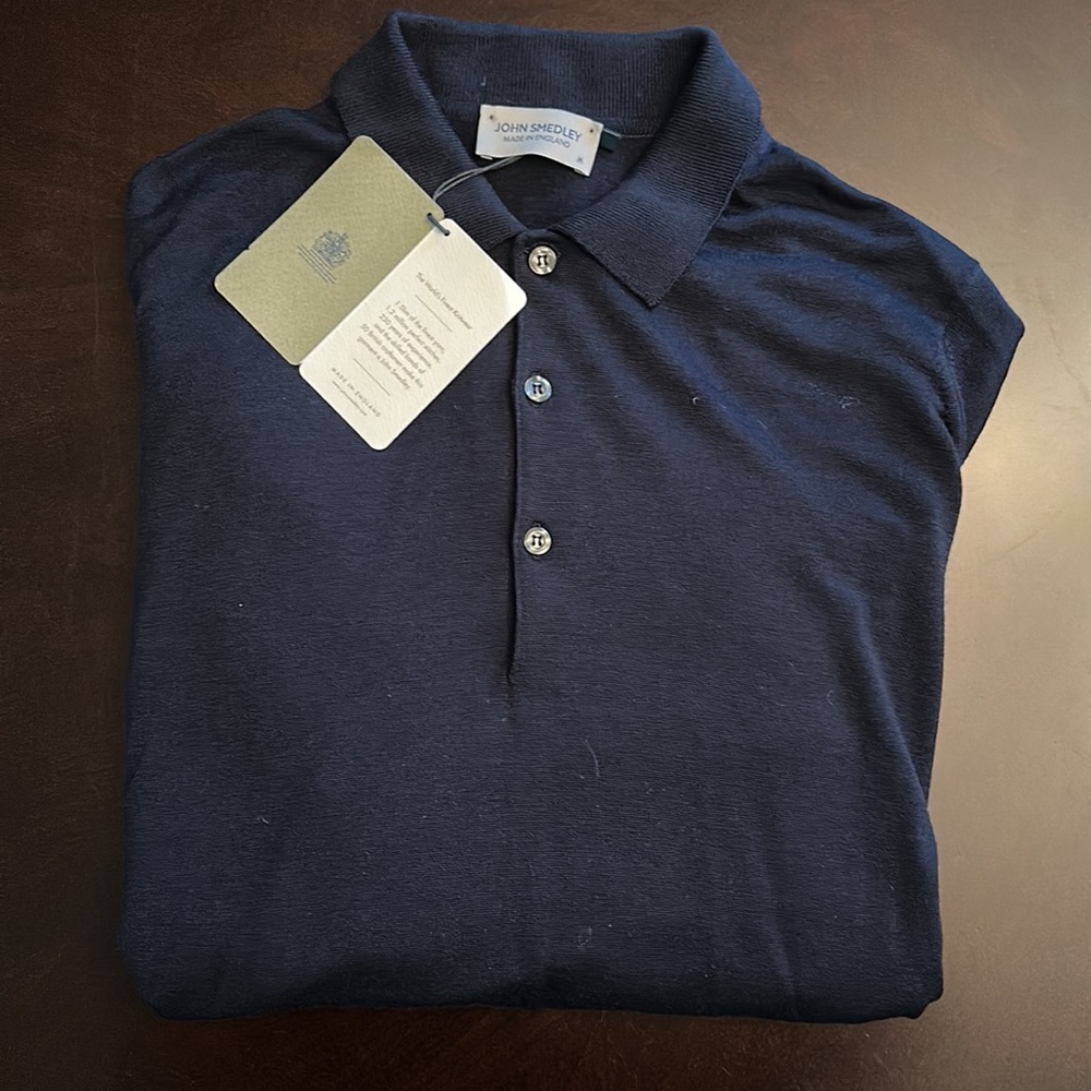 John Smedley - 100% Merino Wool Long Sleeve  Polo